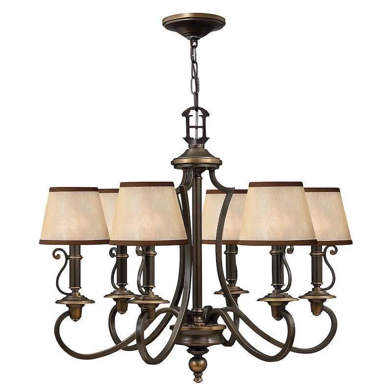 Chandeliers for High Ceilings to Fill Vertical SpaceHinkley Plymouth 6 Light Old Bronze Chandelier