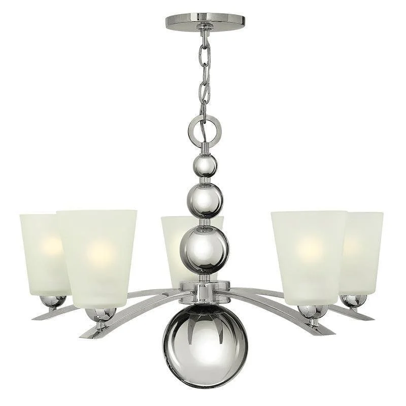 Chandeliers with Metal Frames in Bronze FinishHinkley Zelda 5 Light Polished Nickel Chandelier