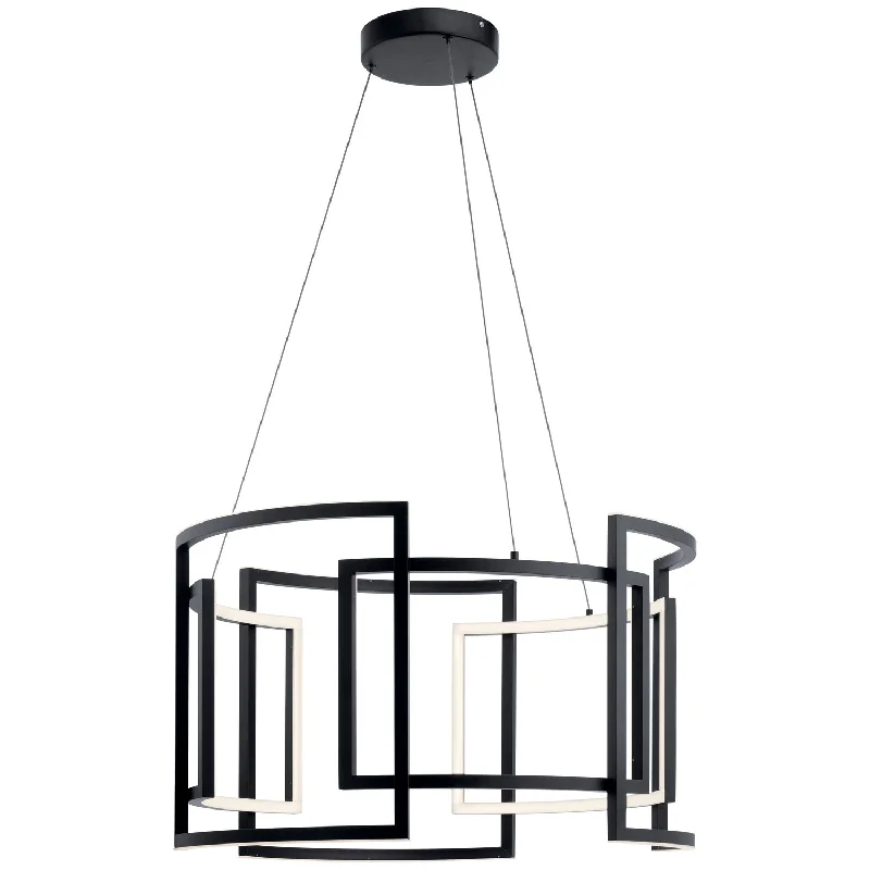 Chandeliers with Metal Frames in Black FinishMelko LED Pendant