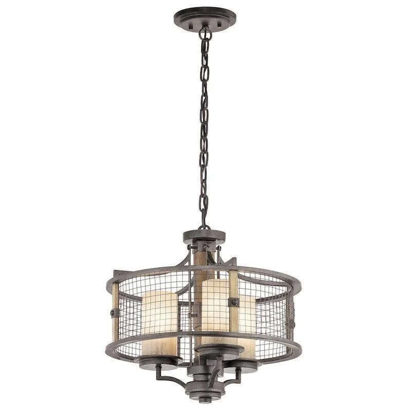 Chandeliers with Metal Frames in Copper FinishKichler Ahrendale 3 Light Duo-Mount Anvil Iron Chandelier