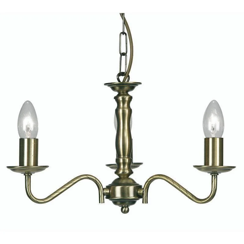 Chandeliers with Clear Crystal for a Sparkling EffectOaks Nadoor 3 Light Antique Brass Chandelier