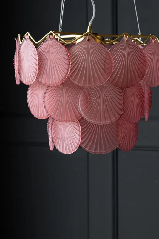 Oversized Chandeliers as a Statement Piece in Living RoomsPink Shell Pendant Light