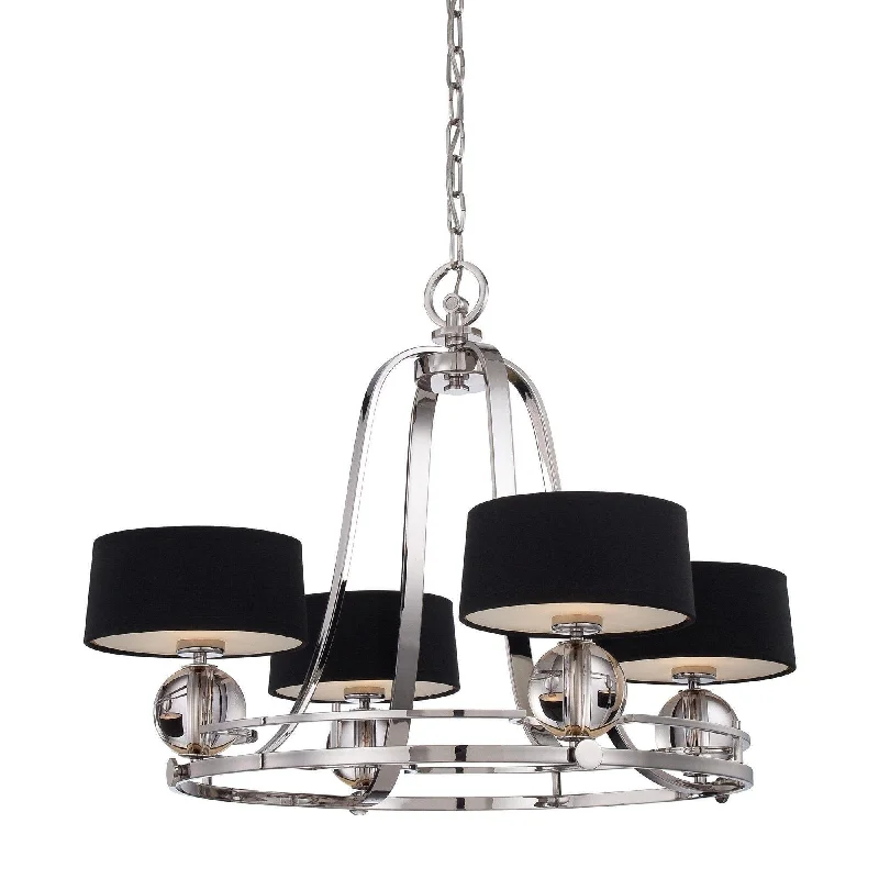 Chandeliers with Metal Frames in Bronze FinishQuoizel Gotham 4 Light Silver Chandelier