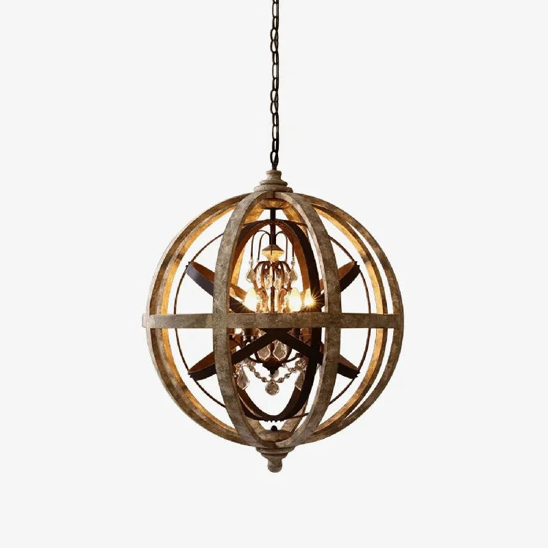 Chandeliers with Metal Frames in Gold FinishRetro Globe Weathered Chandelier