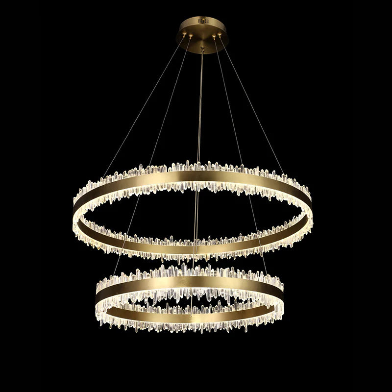 Chandeliers with Frosted Glass for a Softer Light DiffusionRose Rock Round Crystal Chandelier | Ivanka Lumiere