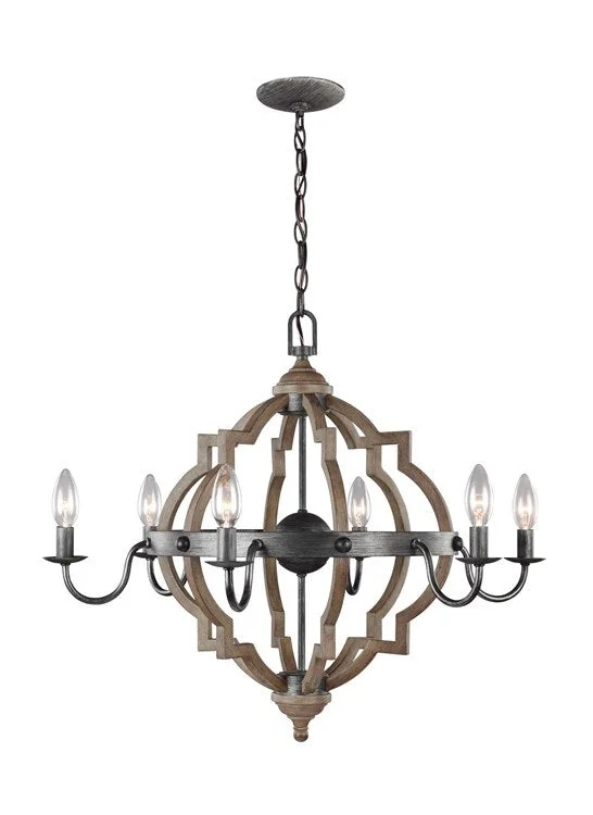 Chandeliers with Metal Frames in Black FinishSocorro Six-Light LED Chandelier