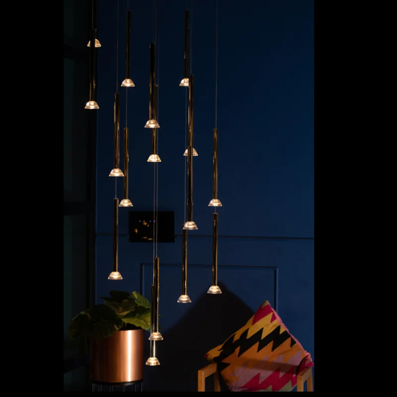 Chandeliers with Metal Frames in Copper FinishTube Led Pendant | Ivanka Lumiere