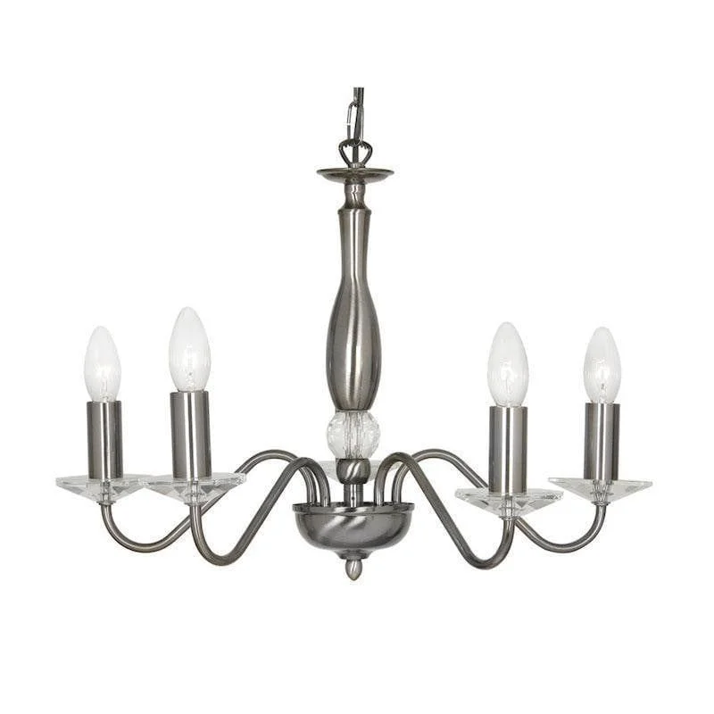 Chandeliers with Metal Frames in Bronze FinishOaks Vesta 5 Light Antique Silver Chandelier