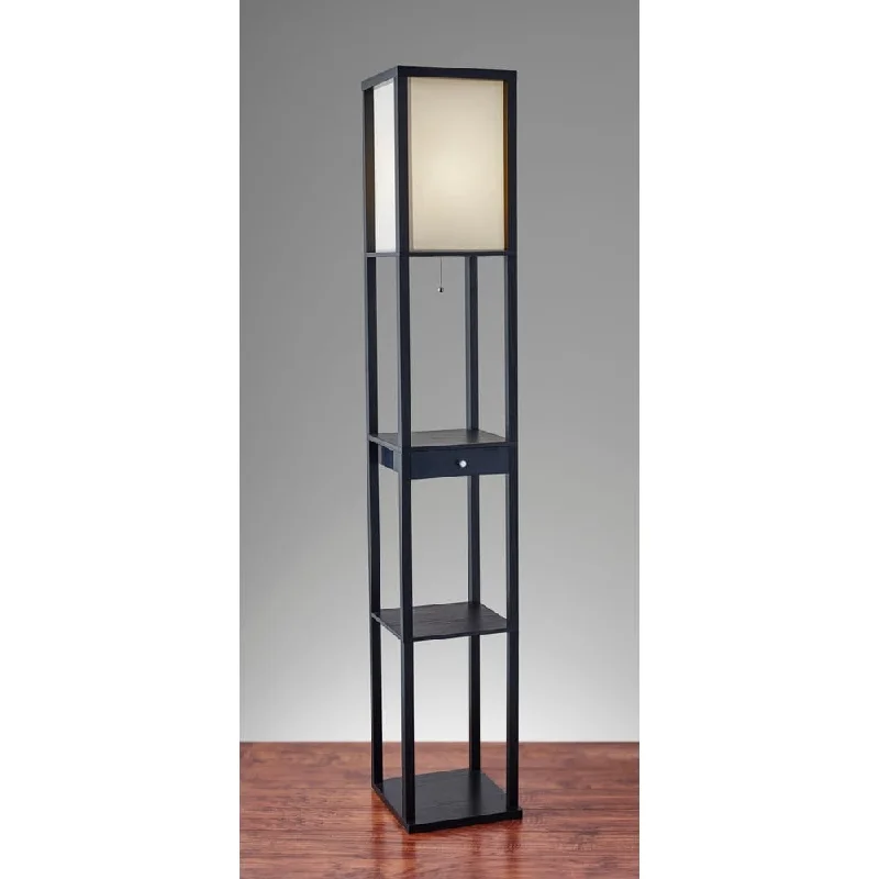 Bohemian Inspired Floor Lamp for Eclectic Home DecorAdesso Parker 63-inch Black Drawer Shelf Floor Lamp