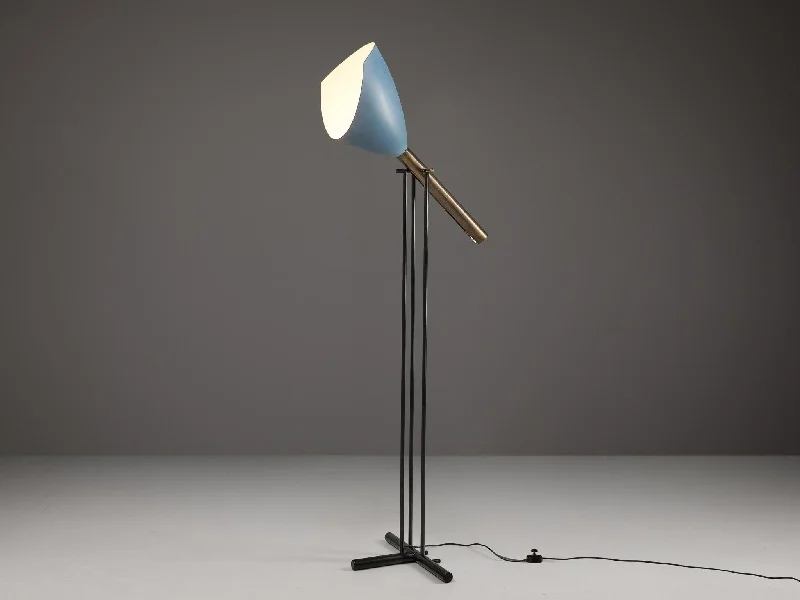 Dimmable Floor Lamp for Adjustable Lighting AmbianceAngelo Lelii for Arredoluce ‘Televisione’ Floor Lamp in Brass and Aluminum