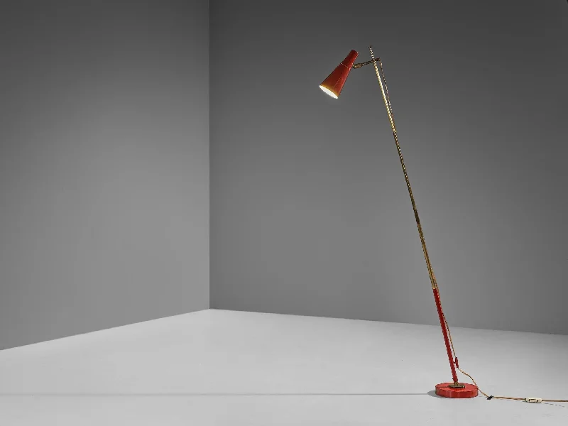 Adjustable Height Floor Lamp for Versatile Lighting NeedsAngelo Ostuni and Renato Forti for O-Luce '201' Floor or Table Lamp in Red