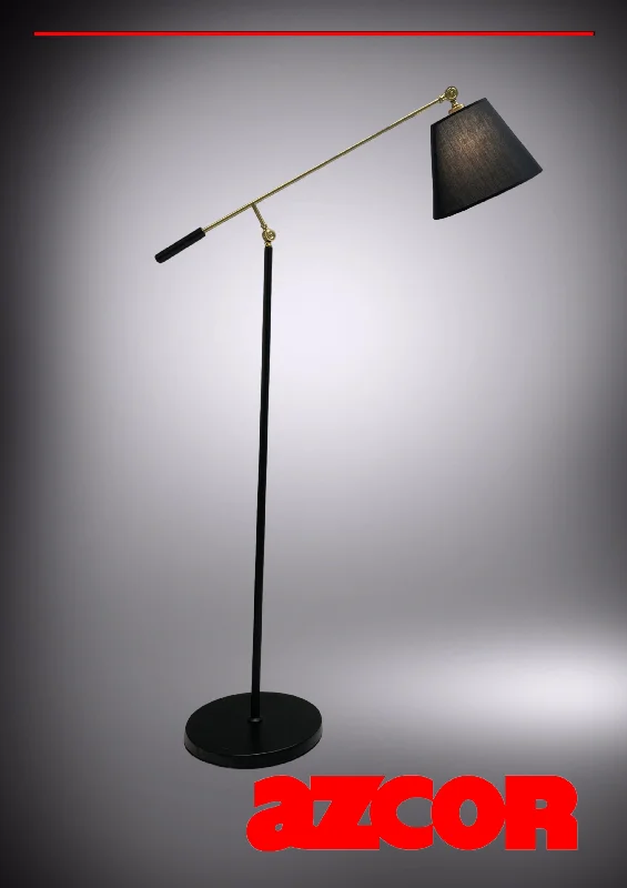 Industrial Style Floor Lamp with Exposed Bulbs for Loft ApartmentsBlack Shade Floor Lamp