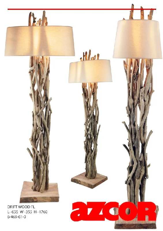 Wood Floor Lamp with Natural Grain for a Warm and Organic FeelDriftwood Floor Lamp