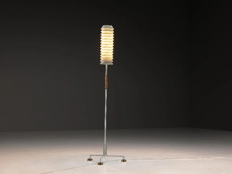 Smart Floor Lamp with Voice Control and Bluetooth ConnectivityIlmari Tapiovaara 'Maija the Bee' Floor Lamp with Cane and Brass Details