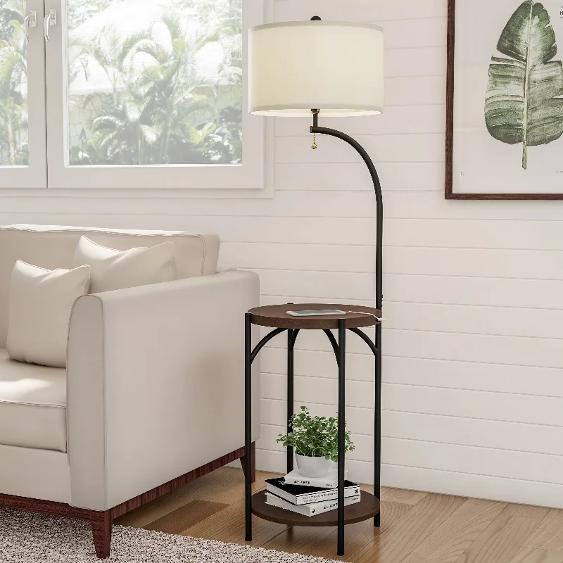 Smart Floor Lamp with Voice Control and Bluetooth ConnectivityLavish Home LED Floor Lamp and Table with USB Port - ‎16 in x 16 in 58 in