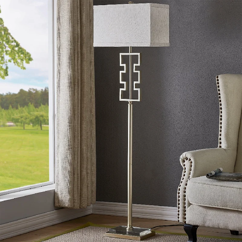 Adjustable Height Floor Lamp for Versatile Lighting NeedsMetal Silver Leaf Finish Floor Lamp