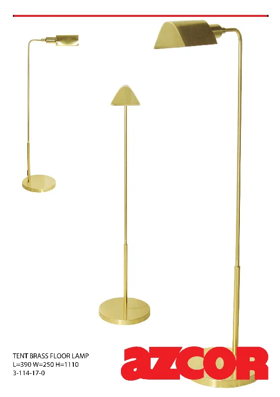 Glass Floor Lamp with Frosted Shades for Soft Diffused LightTent Brass Floor Lamp