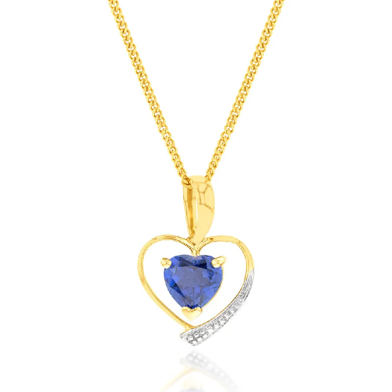 Industrial Style Ceiling Lights with Exposed Bulbs and Metal Cages9ct Yellow Gold Created Sapphire Heart Pendant