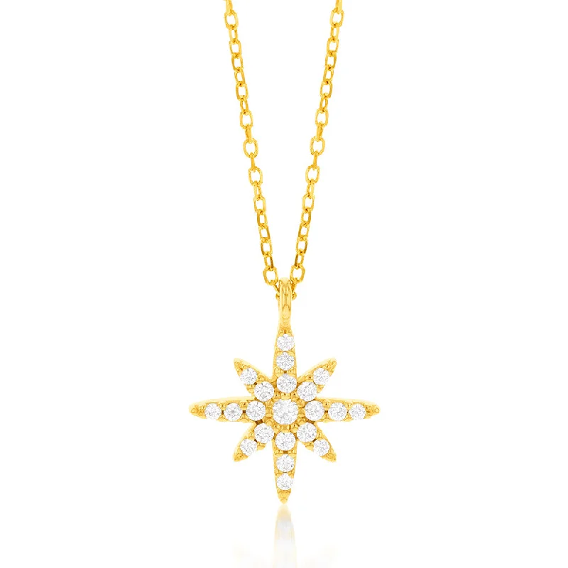 Gothic Ceiling Lights with Dark Metalwork and Pointed Arches9ct Yellow Gold Cubic Zirconia Northstar Pendant On 45cm Chain