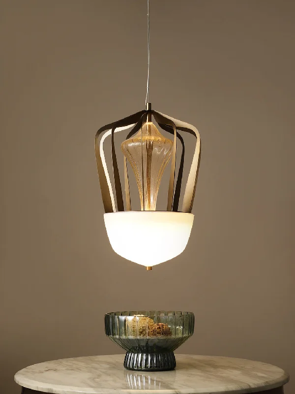 Industrial Style Ceiling Lights with Exposed Bulbs and Metal CagesCherise Gold LED Pendant Light