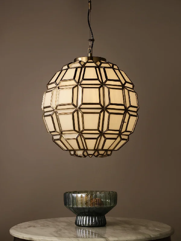 Tropical - Themed Ceiling Lights with Palm - Leaf Shapes and Rattan WrapsClaudio Metal Glass Gold Pendant Light