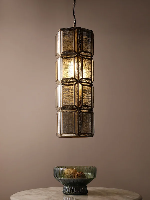 Bohemian Ceiling Lights with Beads, Tassels, and Colorful GlassClemont Metal Glass Gold Pendant Light