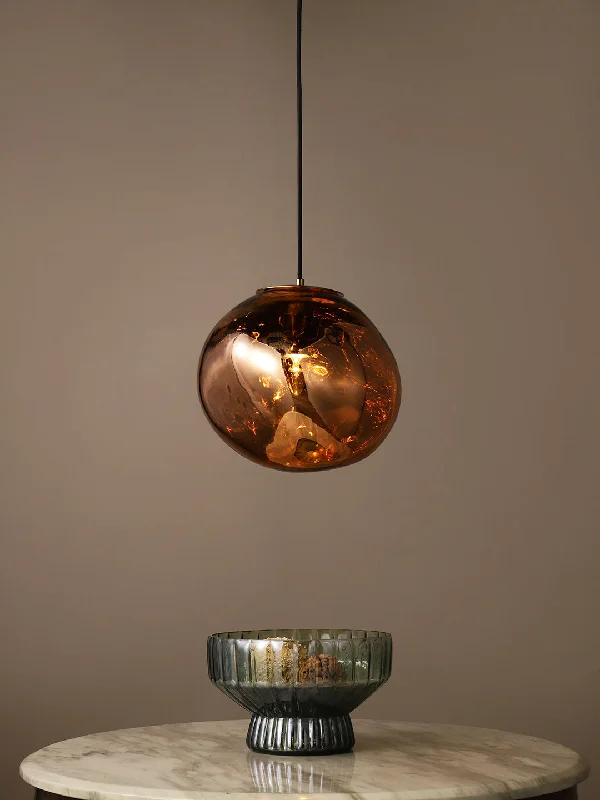 Metal Ceiling Lights in Brass, Copper, Stainless Steel, and IronCleon Copper Glass Pendant Light