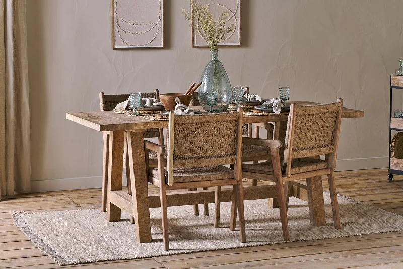 Tropical - Themed Ceiling Lights with Palm - Leaf Shapes and Rattan WrapsIndali Mango Wood Dining Table - Natural - Small