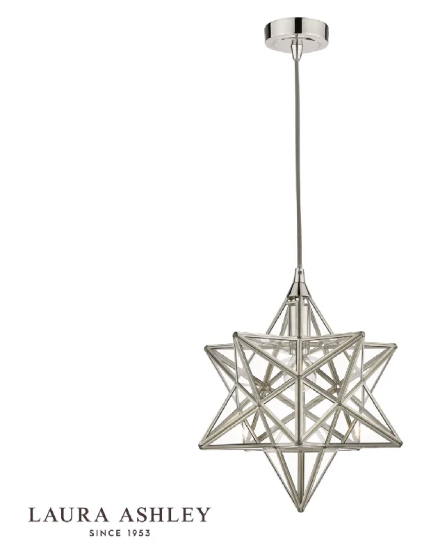 Mediterranean - Style Ceiling Lights with Terra - Cotta and Ceramic DetailsLaura Ashley - Small Star Pendant, Silver, Glass - ID 13483