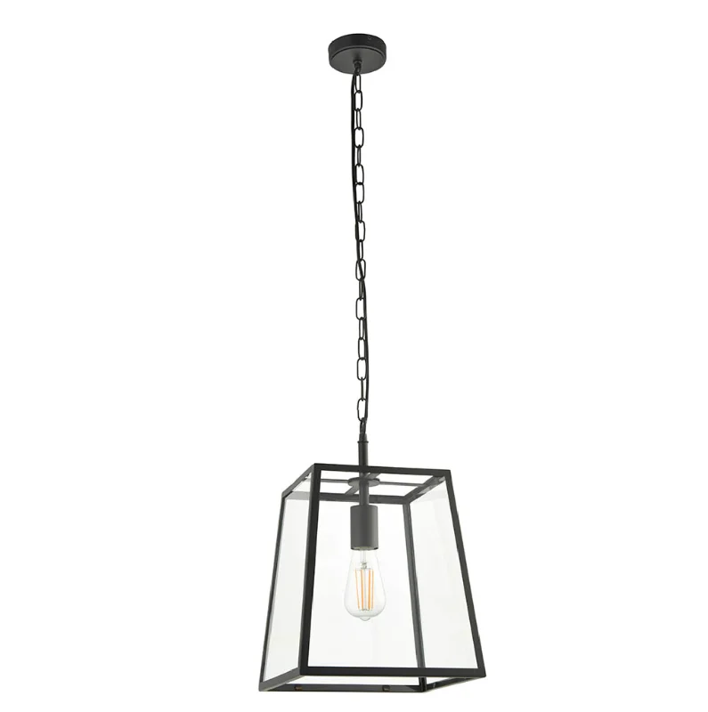 Industrial Style Ceiling Lights with Exposed Bulbs and Metal CagesMatt Black Box Lantern - ID 12035