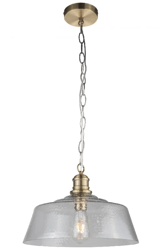 Bohemian Ceiling Lights with Beads, Tassels, and Colorful GlassMIL Antique Brass & Hammered Glass Single Pendant - ID 13323