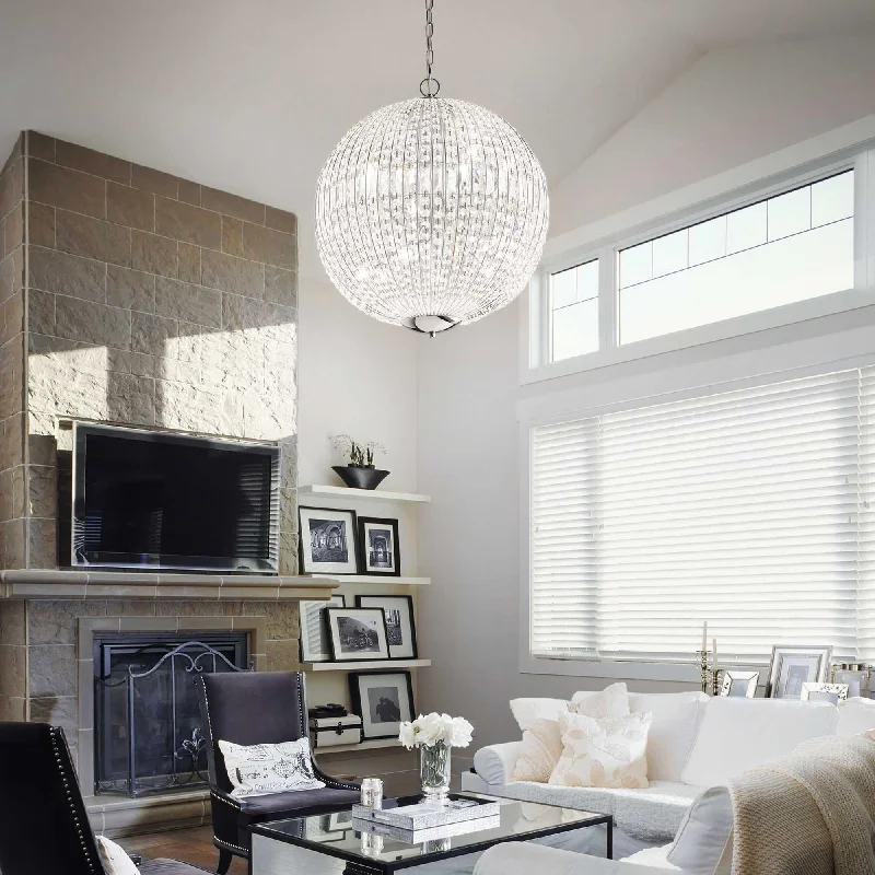 Indian - Themed Ceiling Lights with Intricate Filigree and Mirror WorkModern Crystal and Chrome Ceiling Pendant