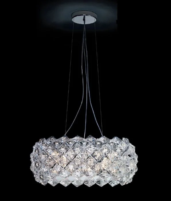 Art Deco Ceiling Lights with Geometric Patterns and Metallic FinishesPrisma Round Clear Acrylic Pendant Light In 2 Sizes