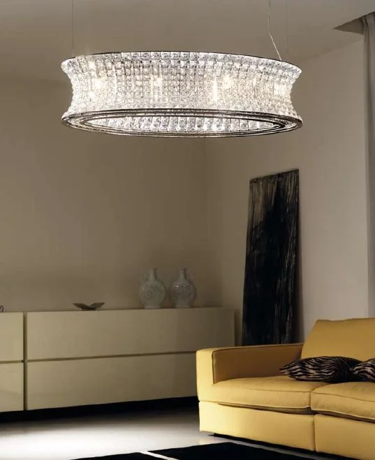 Modern Minimalist Ceiling Lights for Contemporary Interiors132 Cm Ring Ceiling Light By Marchetti With Clear Italian Glass Crystals