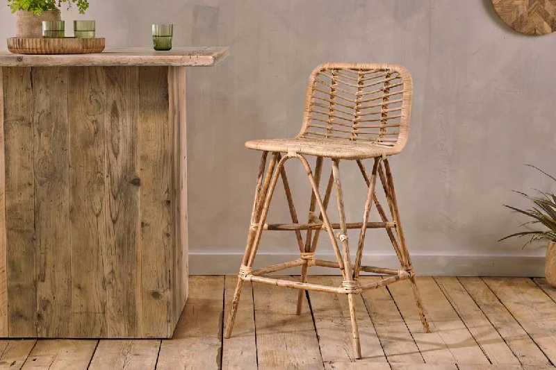 African - Inspired Ceiling Lights with Tribal Patterns and Natural MaterialsTaung Rattan Counter Chair - Natural